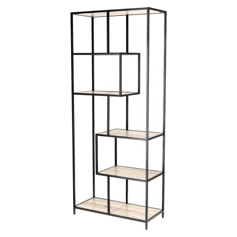 Regał DENMARK II Dąb jasny, metal, 6 półek, LOFT