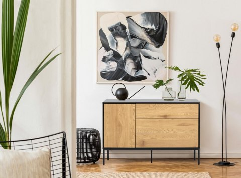 KOMODA DENMARK, CZARNA, DĄB NATURALNY, LOFT, DO SALONU, 3 SZUFLADY, SZAFKA KOMODA DENMARK, CZARNA, DĄB NATURALNY, LOFT, DO SALONU, 3 SZUFLADY, SZAFKA