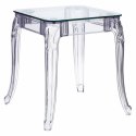 PRZEZROCZYSTY STÓŁ BAROKOWY, KWADRAT, SZKLANY BLAT, DO SALONU GLAMOUR 64 cm