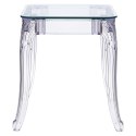 PRZEZROCZYSTY STÓŁ BAROKOWY, KWADRAT, SZKLANY BLAT, DO SALONU GLAMOUR 64 cm