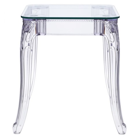 PRZEZROCZYSTY STÓŁ BAROKOWY, KWADRAT, SZKLANY BLAT, DO SALONU GLAMOUR 64 cm PRZEZROCZYSTY STÓŁ BAROKOWY, KWADRAT, SZKLANY BLAT, DO SALONU GLAMOUR 64 cm