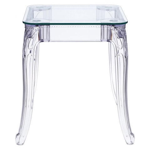 PRZEZROCZYSTY STÓŁ BAROKOWY, KWADRAT, SZKLANY BLAT, DO SALONU GLAMOUR 64 cm PRZEZROCZYSTY STÓŁ BAROKOWY, KWADRAT, SZKLANY BLAT, DO SALONU GLAMOUR 64 cm