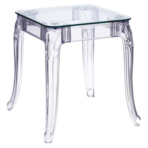 PRZEZROCZYSTY STÓŁ BAROKOWY, KWADRAT, SZKLANY BLAT, DO SALONU GLAMOUR 64 cm PRZEZROCZYSTY STÓŁ BAROKOWY, KWADRAT, SZKLANY BLAT, DO SALONU GLAMOUR 64 cm