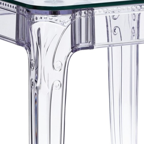 PRZEZROCZYSTY STÓŁ BAROKOWY, KWADRAT, SZKLANY BLAT, DO SALONU GLAMOUR 64 cm PRZEZROCZYSTY STÓŁ BAROKOWY, KWADRAT, SZKLANY BLAT, DO SALONU GLAMOUR 64 cm