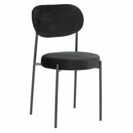 OKRĄGŁE CZARNE KRZESŁO RELAX, LOFT, DO JADALNI, TAPICEROWANE, METALOWE