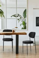 OKRĄGŁE CZARNE KRZESŁO RELAX, LOFT, DO JADALNI, TAPICEROWANE, METALOWE