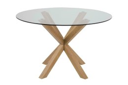 STÓŁ SZKLANY AETHEL, DO JADALNI, SALONU, LOFT, METALOWA PODSTAWA, DĄB