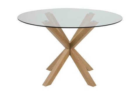 STÓŁ SZKLANY AETHEL, DO JADALNI, SALONU, LOFT, METALOWA PODSTAWA, DĄB