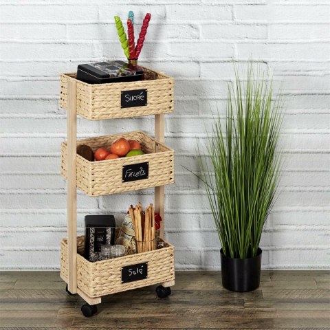 Wózek Boho, praktyczny regał z kółkami, plecionka, do pokoju, do kuchni Wózek Boho, praktyczny regał z kółkami, plecionka, do pokoju, do kuchni