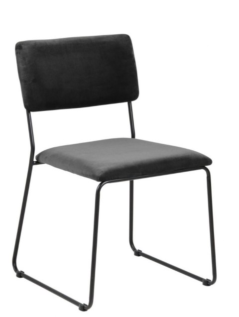 NOWOCZESNE KRZESŁO GLAMOUR VIC, CIEMNE SZARE, METALOWE, PŁOZY, DO JADALNI NOWOCZESNE KRZESŁO GLAMOUR VIC, CIEMNE SZARE, METALOWE, PŁOZY, DO JADALNI