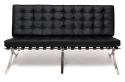 Sofa BA2 2 osobowa, czarna skóra naturalna