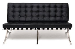 Sofa BA2 2 osobowa, czarna skóra naturalna