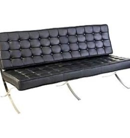 Sofa Barcelona, 3 osobowa, czarna skóra naturalna