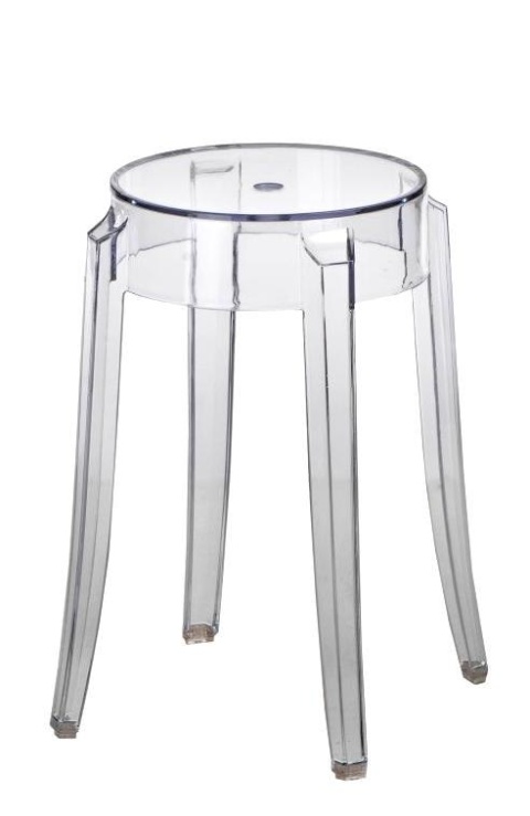 PRZEZROCZYSTY STOŁEK, TABORET - DUCH, 46 CM, OKRĄGŁY, DO KUCHNI, DO LOKALU