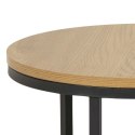 ZESTAW 2 STOLIKÓW LOFT, CZARNY METAL, DĄB, OKRĄGŁE, DO SALONU, 80 CM, 2w1