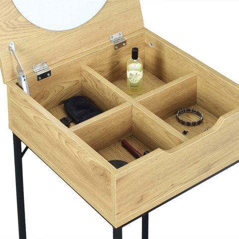 SZAFKA NOCNA, DĄB, CZARNY METAL, LOFT, OTWIERANA TOALETKA Z LUSTERKIEM SZAFKA NOCNA, DĄB, CZARNY METAL, LOFT, OTWIERANA TOALETKA Z LUSTERKIEM