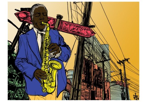 Fototapeta - Saxophonist in New York Fototapeta - Saxophonist in New York
