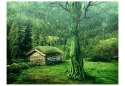 Fototapeta - Zielona, chatka w lesie