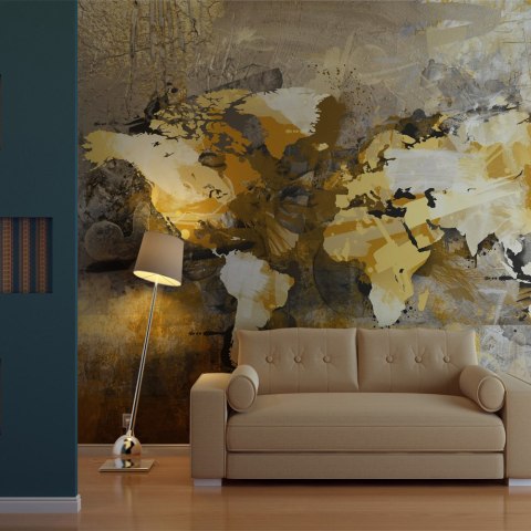 Fototapeta - Żółta mapa świata LOFT Fototapeta - Żółta mapa świata LOFT