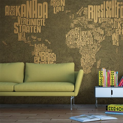 Fototapeta - Brązowa Mapa - Napisy Fototapeta - Brązowa Mapa - Napisy