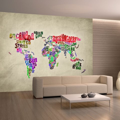 Fototapeta - Kolorowe Napisy, Mapa Fototapeta - Kolorowe Napisy, Mapa