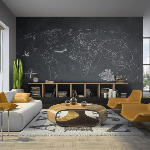 Fototapeta - Mapa Świata na tablicy Fototapeta - Mapa Świata na tablicy