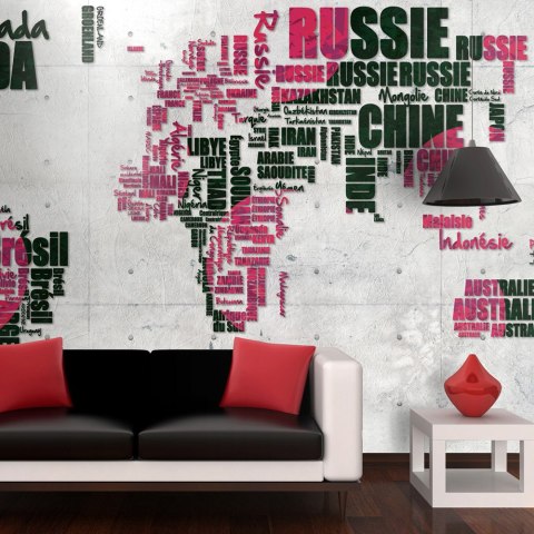 Fototapeta - Mapa z napisów Szary róż Fototapeta - Mapa z napisów Szary róż