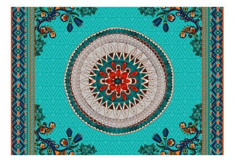 Fototapeta - Ludowy ornament, turkus Fototapeta - Ludowy ornament, turkus