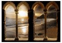 Fototapeta - Zamek na plaży, 3D skały