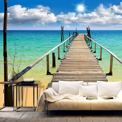 Fototapeta - Plaża, słońce, pomost Fototapeta - Plaża, słońce, pomost