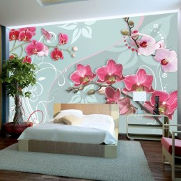 Fototapeta - Różowe orchidee i turkus