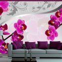 Fototapeta - Srebrny wzór i orchidea