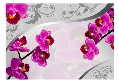 Fototapeta - Srebrny wzór i orchidea Fototapeta - Srebrny wzór i orchidea
