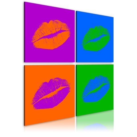 Kwadratowy Obraz - Pocałunki: Pop art Kwadratowy Obraz - Pocałunki: Pop art