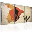 Obraz 3-częściowy Hiszpania, mapa, gitara