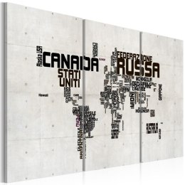 OBRAZ NA ŚCIANĘ DO SALONU, 60 x 30 cm, 3 CZĘŚCIOWY - Mapa świata po włosku