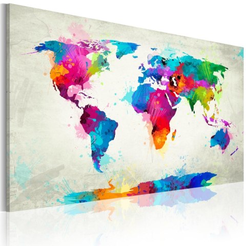 Obraz - Map of the world - an explosion of colors Obraz - Map of the world - an explosion of colors