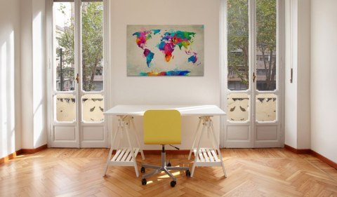Obraz - Map of the world - an explosion of colors Obraz - Map of the world - an explosion of colors