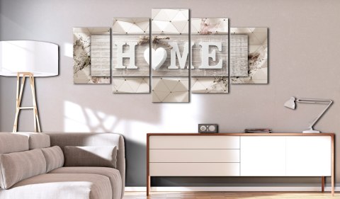 Obraz 5-częściowy - Beżowy Napis Home Obraz 5-częściowy - Beżowy Napis Home