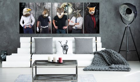 DUŻY OBRAZ NA ŚCIANĘ, 225 x 90 cm, 5 CZĘŚCIOWY Zwierzęce oblicza DUŻY OBRAZ NA ŚCIANĘ, 225 x 90 cm, 5 CZĘŚCIOWY Zwierzęce oblicza