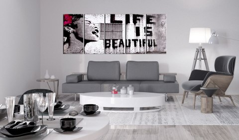 Obraz 5-częściowy - Banksy: Życie jest piękne Obraz 5-częściowy - Banksy: Życie jest piękne