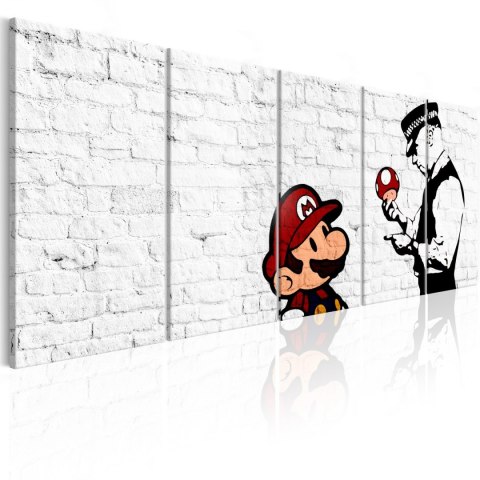 Obraz 5-częściowy - Graffiti Banksy - Mario Obraz 5-częściowy - Graffiti Banksy - Mario