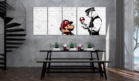 Obraz 5-częściowy - Graffiti Banksy - Mario Obraz 5-częściowy - Graffiti Banksy - Mario