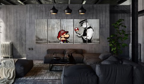 Obraz 5-częściowy - Mario Bros na betonie Obraz 5-częściowy - Mario Bros na betonie