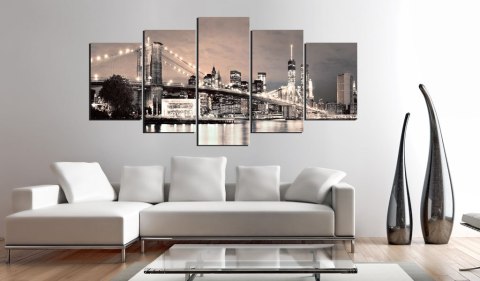 Obraz 5-częściowy - Oświetlony Most NY Obraz 5-częściowy - Oświetlony Most NY