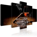 Obraz 5-częściowy - Cygaro i whisky