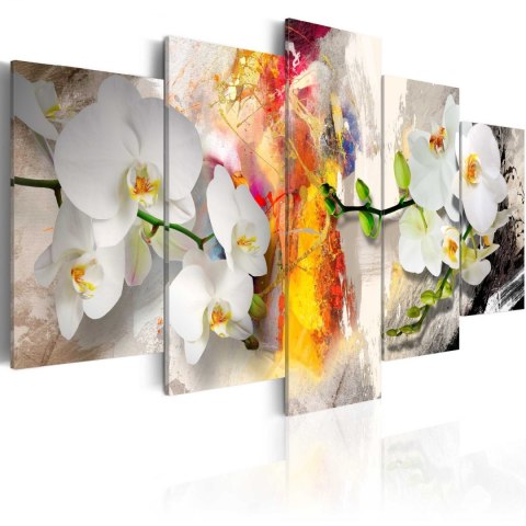 Obraz 5-częściowy - Orchidea i kolory Obraz 5-częściowy - Orchidea i kolory