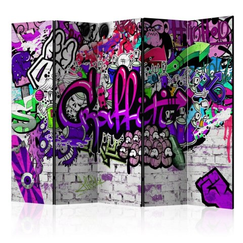 Parawan 5-częściowy - Foletowe graffiti Parawan 5-częściowy - Foletowe graffiti