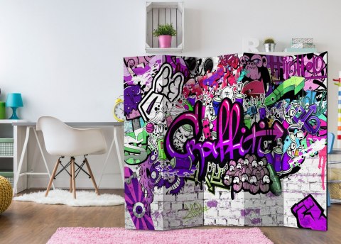 Parawan 5-częściowy - Foletowe graffiti Parawan 5-częściowy - Foletowe graffiti