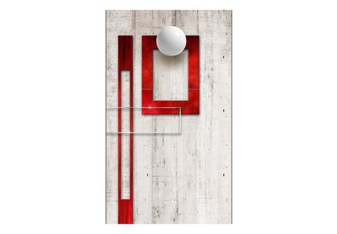 Tapeta na ścianę 10 m - Beton, czerwone ramki i białe kulki Tapeta na ścianę 10 m - Beton, czerwone ramki i białe kulki